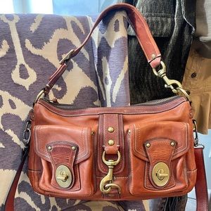 *Rare* Vintage Coach Cognac Vachetta Leather Satchel Handbag.